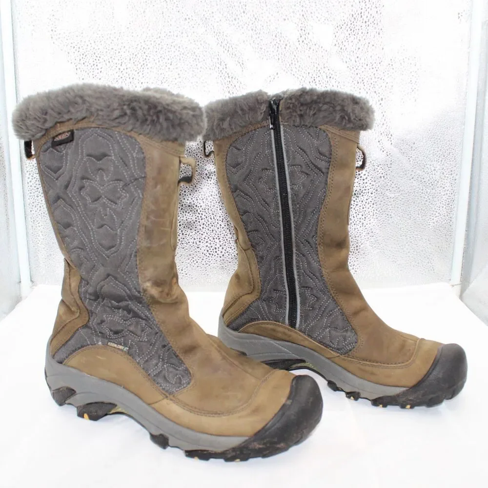 Keen Betty Boot II Size 8  Brown Waterproof Snow Mid Calf Zip Boots Leather